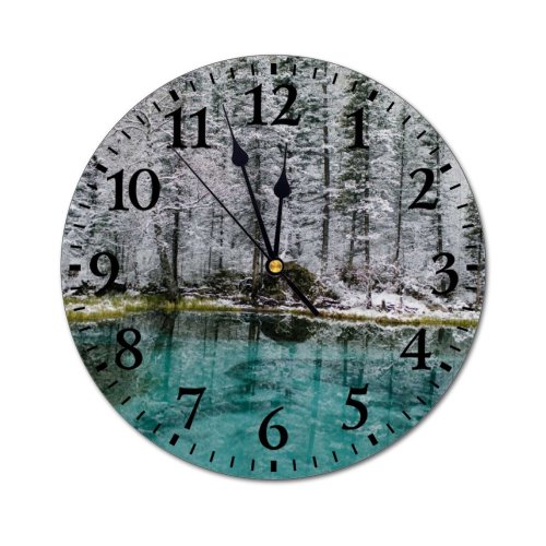 yanfind Fashion PVC Wall Clock Aqua Azure Beautiful Beauty Breathtaking Calm Clean Clear Ecology Forest Frost Geyser Mute Suitable Kitchen Bedroom Decorate Living Room