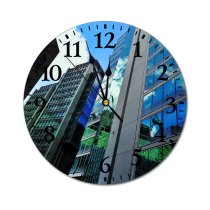 yanfind Fashion PVC Wall Clock Architectural Design Architecture Sky Buildings City Cityscape Clouds Daylight Exterior Facade Futuristic Mute Suitable Kitchen Bedroom Decorate Living Room