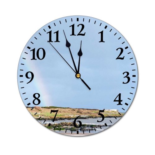 yanfind Fashion PVC Wall Clock Abandoned Beach Calm Cloudy Coast Colorful Empty Foggy Freedom Gloomy Grassy Mute Suitable Kitchen Bedroom Decorate Living Room