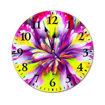 yanfind Fashion PVC Wall Clock Art Summer Abstract Design Creativity Decoration Flora Beautiful Rainbow Coloring Vibrant Petal Mute Suitable Kitchen Bedroom Decorate Living Room