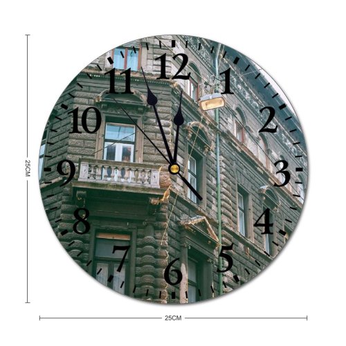 yanfind Fashion PVC Wall Clock Apartment Architecture Avenue Balcony Building Center City Cityscape Classic Construction Decor Design Mute Suitable Kitchen Bedroom Decorate Living Room