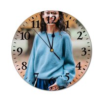 yanfind Fashion PVC Wall Clock Autumn Carefree Charismatic Cheerful Content Delight Enjoy Ethnic Fall Female Foliage Mute Suitable Kitchen Bedroom Decorate Living Room