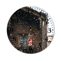 yanfind Fashion PVC Wall Clock Apartment Blizzard Christmas Contemporary Cottage Countryside December Decoration Dwell Exterior Facade Festive Mute Suitable Kitchen Bedroom Decorate Living Room