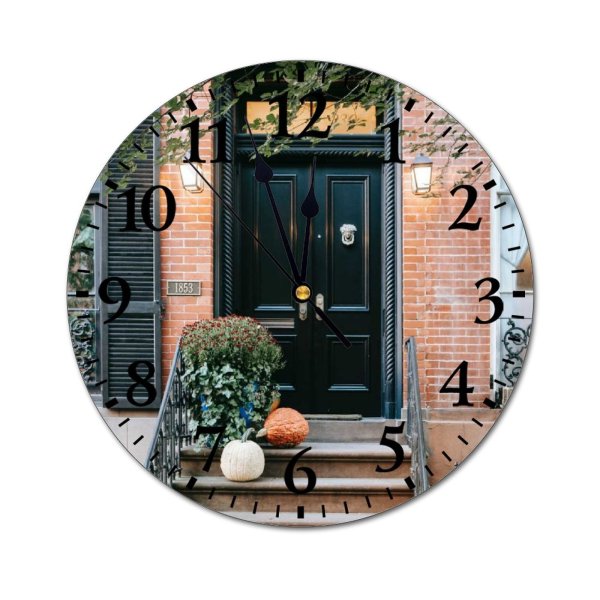 yanfind Fashion PVC Wall Clock Architecture Barrier Brick Wall Brickwork Building City Construction Contemporary Detail District Door002 Mute Suitable Kitchen Bedroom Decorate Living Room