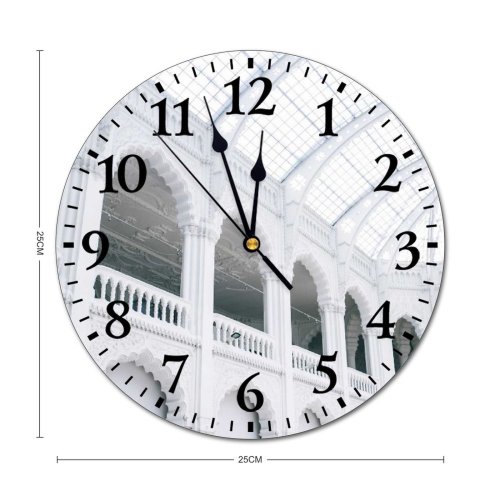 yanfind Fashion PVC Wall Clock Aged Applied Arch Architecture Art Balcony Budapest Building Ceiling Column Decor Mute Suitable Kitchen Bedroom Decorate Living Room