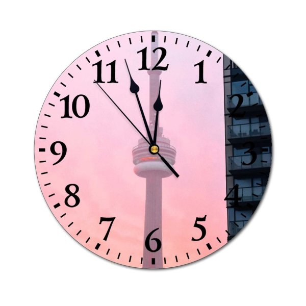 yanfind Fashion PVC Wall Clock Architecture Attract Building Center Central City Colorful Communication Complex Mute Suitable Kitchen Bedroom Decorate Living Room