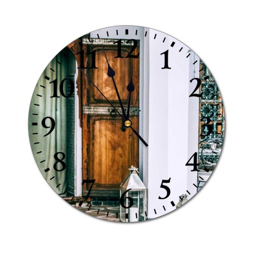 yanfind Fashion PVC Wall Clock Aqua Architecture Building Calm Construction Contemporary Cottage Courtyard Cozy Decor Design Mute Suitable Kitchen Bedroom Decorate Living Room