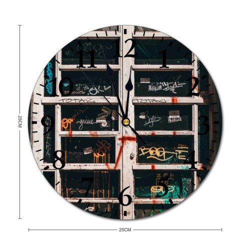 yanfind Fashion PVC Wall Clock Abandoned Aged Architecture Area Broken Building Construction Corrosion Damage Daytime Decay Desolate Mute Suitable Kitchen Bedroom Decorate Living Room