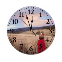 yanfind Fashion PVC Wall Clock Boy Child Country Fence Field Grass Hands Kid Landscape Little Outdoors Mute Suitable Kitchen Bedroom Decorate Living Room