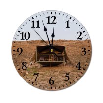 yanfind Fashion PVC Wall Clock Architecture Barren Bumpy Construction Space Countryside Daytime Dry Fence Field Furniture Grass Mute Suitable Kitchen Bedroom Decorate Living Room