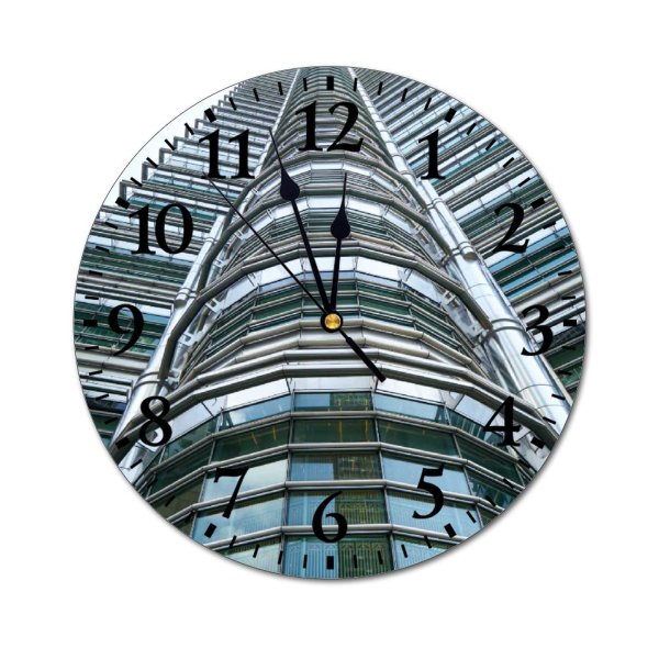 yanfind Fashion PVC Wall Clock Architectural Design Architecture Beautiful Building City Clouds Construction Downtown Exterior Facade Glass Mute Suitable Kitchen Bedroom Decorate Living Room