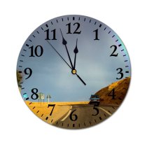 yanfind Fashion PVC Wall Clock Asphalt Auto Car Desert Highway Hill Landscape Lanes Outdoors Rainbow Road Signs Mute Suitable Kitchen Bedroom Decorate Living Room