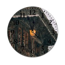 yanfind Fashion PVC Wall Clock Blizzard Building Contemporary Cottage Countryside Dramatic Dwell Exterior Facade Fog Freeze Frost Mute Suitable Kitchen Bedroom Decorate Living Room