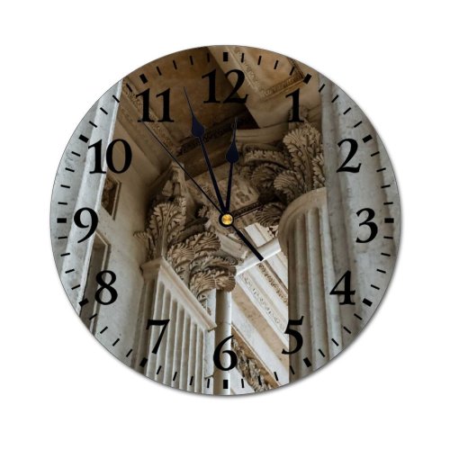 yanfind Fashion PVC Wall Clock Architecture Bas Relief Building City Classic Columns Decor Decorative Detail Exterior001 Mute Suitable Kitchen Bedroom Decorate Living Room