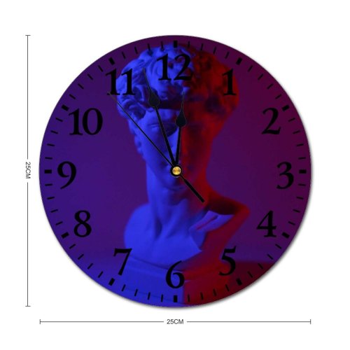yanfind Fashion PVC Wall Clock Abstract Ancient Art Artwork Bronze Bust Carve Carving Classic Craft Creative Mute Suitable Kitchen Bedroom Decorate Living Room