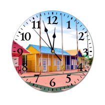 yanfind Fashion PVC Wall Clock Apartment Architecture Block Colorful Construction Daylight Door Empty Estate Exterior Facade Flag Mute Suitable Kitchen Bedroom Decorate Living Room