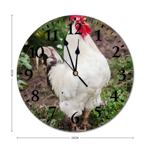 yanfind Fashion PVC Wall Clock Bird Agriculture Farm Grass Chicken Beak Hen Outdoors Rural Wildlife Feather Poultry Mute Suitable Kitchen Bedroom Decorate Living Room