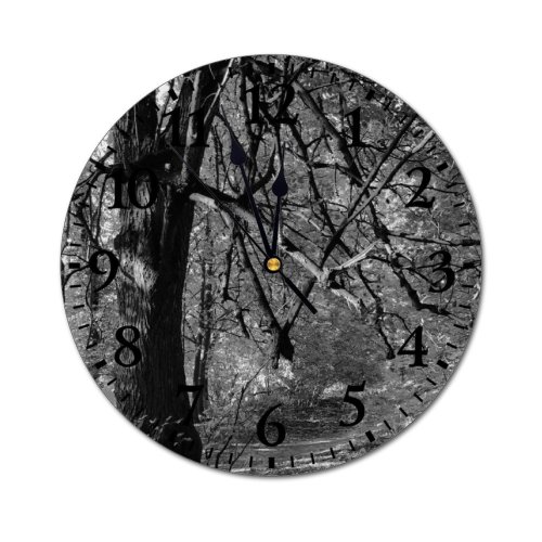 yanfind Fashion PVC Wall Clock Autumn Branch Bw Countryside Daytime Fall Fallen Field Flora Foliage Forest Grass Mute Suitable Kitchen Bedroom Decorate Living Room