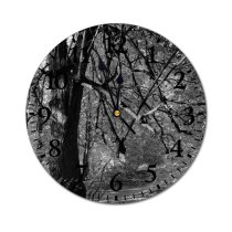 yanfind Fashion PVC Wall Clock Autumn Branch Bw Countryside Daytime Fall Fallen Field Flora Foliage Forest Grass Mute Suitable Kitchen Bedroom Decorate Living Room