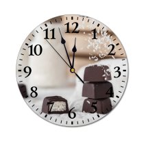 yanfind Fashion PVC Wall Clock Candy Chocolate Chocolates Confection Dairy Delicious Depth Field Dessert Focus Mute Suitable Kitchen Bedroom Decorate Living Room