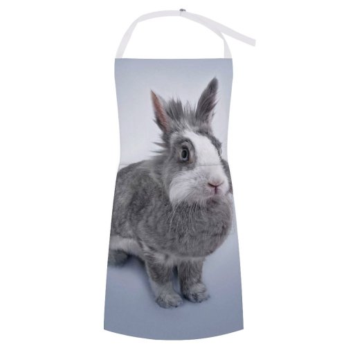 yanfind Custom aprons Adorable Cute Easter Fluffy Fur Grey Light Little Pet Portrait Rabbit white white-style1 70×80cm