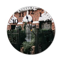yanfind Fashion PVC Wall Clock Accommodation Aged Apartment Architecture Area Barrier Brick Wall Building City Condominium Construction Mute Suitable Kitchen Bedroom Decorate Living Room