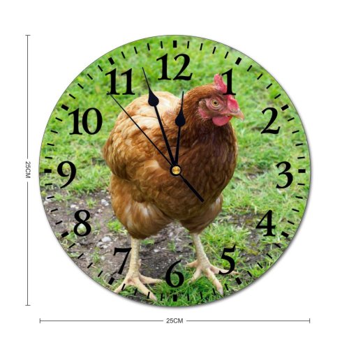 yanfind Fashion PVC Wall Clock Bird Grass Beak Hen Outdoors Rural Wildlife Feather Poultry Crest Farmyard Cockerel Mute Suitable Kitchen Bedroom Decorate Living Room