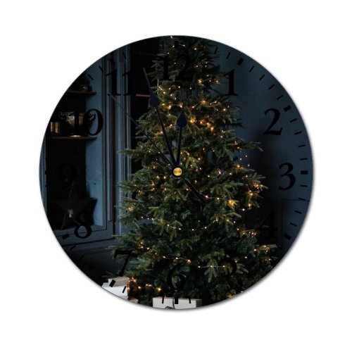 yanfind Fashion PVC Wall Clock Apartment Atmosphere Box Celebrate Christmas Tree Closet Congratulate Coniferous Cozy December Decor Mute Suitable Kitchen Bedroom Decorate Living Room