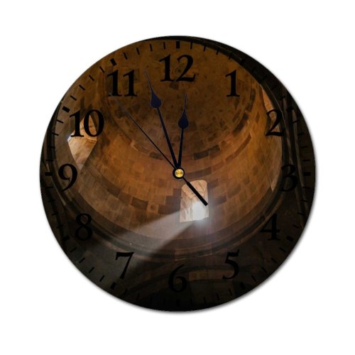 yanfind Fashion PVC Wall Clock Aged Ancient Architecture Art Attract Authentic Belief Believe Building Cathedral Catholic Ceiling Mute Suitable Kitchen Bedroom Decorate Living Room