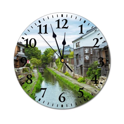 yanfind Fashion PVC Wall Clock Architecture Area Attract Boat Calm Canal City Cityscape Cloudy Coast Destination District Mute Suitable Kitchen Bedroom Decorate Living Room