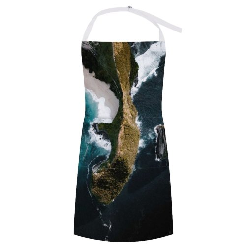 yanfind Custom aprons Aerial Photo Shot Bali Beach Coast Drone Footage Island Landscape Nusa Lembongan white white-style1 70×80cm