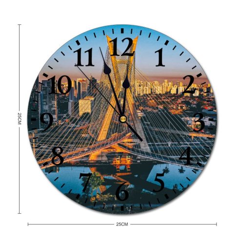 yanfind Fashion PVC Wall Clock Architecture Brazil Building Center Central City Cityscape Complex Construction Contemporary Creative Mute Suitable Kitchen Bedroom Decorate Living Room