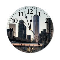yanfind Fashion PVC Wall Clock Arch Architecture Avenue Building Busy Center City Clear Cloudless Complex Construction Mute Suitable Kitchen Bedroom Decorate Living Room