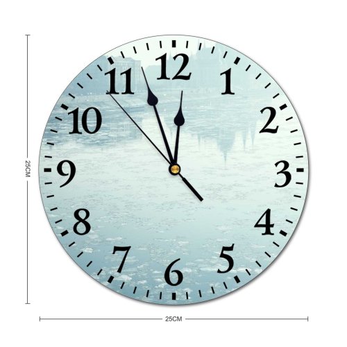 yanfind Fashion PVC Wall Clock Aqua Building Canal Chunk City Cloudless Coast Coastal Coastline Crystal Embankment Flow Mute Suitable Kitchen Bedroom Decorate Living Room
