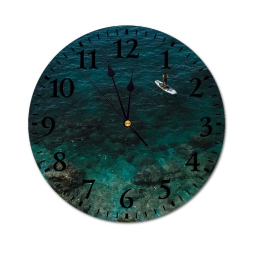 yanfind Fashion PVC Wall Clock Aqua Breathtaking Bristly Daylight From Above High Highland Idyllic Marine Mount Mute Suitable Kitchen Bedroom Decorate Living Room