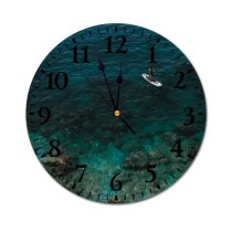 yanfind Fashion PVC Wall Clock Aqua Breathtaking Bristly Daylight From Above High Highland Idyllic Marine Mount Mute Suitable Kitchen Bedroom Decorate Living Room