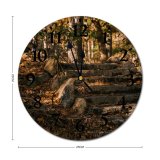 yanfind Fashion PVC Wall Clock Architecture Autumn Calm Countryside Deciduous Fall Flora Foliage Footpath Forest Mute Suitable Kitchen Bedroom Decorate Living Room