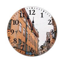 yanfind Fashion PVC Wall Clock Accommodation Aged Architecture Area Brick Building City Classic Construction Curve Daytime Destination Mute Suitable Kitchen Bedroom Decorate Living Room