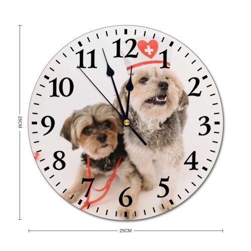 yanfind Fashion PVC Wall Clock Attentive Care Creature Cure Curious Cute Dog Fauna Fluff Friendly Mute Suitable Kitchen Bedroom Decorate Living Room