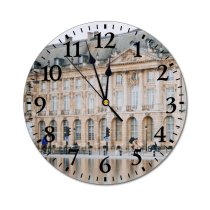 yanfind Fashion PVC Wall Clock Aged Arched Architecture Art Bordeaux Building Chimney City Space Daytime Decor Exterior Mute Suitable Kitchen Bedroom Decorate Living Room