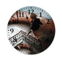 yanfind Fashion PVC Wall Clock Aged Anonymous Architecture Banister Damaged Light Downstairs Fashion Female Flight Stairs From001 Mute Suitable Kitchen Bedroom Decorate Living Room