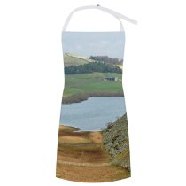yanfind Custom aprons Northumberland Landscape Cliff Cottage Lake white white-style1 70×80cm