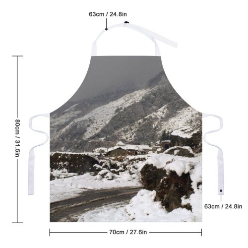 yanfind Custom aprons Peak Snow Himalayas Winter Road Village Hills Trees Rocks Landscape white white-style1 70×80cm