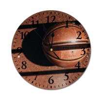 yanfind Fashion PVC Wall Clock Ball Basketball Closeup Detail Nobody Sport Sports Sporty Still Streetball Texture002 Mute Suitable Kitchen Bedroom Decorate Living Room