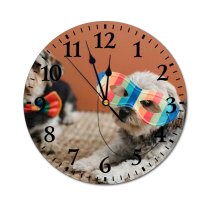 yanfind Fashion PVC Wall Clock Accessory Adorable Bow Tie Calm Carpet Celebrate Cloth Colorful Comfort Cozy Mute Suitable Kitchen Bedroom Decorate Living Room
