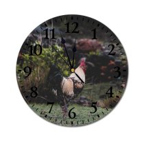 yanfind Fashion PVC Wall Clock Bird Countryside Agriculture Farm Grass Hen Outdoors Rural Wildlife Feather Daylight Poultry Mute Suitable Kitchen Bedroom Decorate Living Room