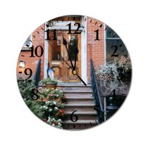 yanfind Fashion PVC Wall Clock Architecture Barrier Bloom Brick Wall Brickwork Building City Construction Contemporary Detail District Mute Suitable Kitchen Bedroom Decorate Living Room