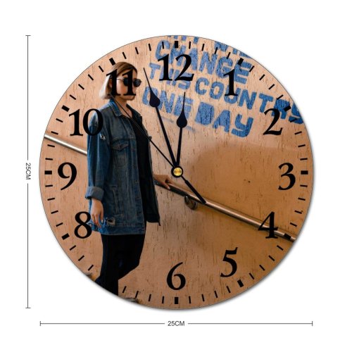 yanfind Fashion PVC Wall Clock Accessory Appearance Casual Cement Colorful Concrete Contemporary Female Handrail Inscription Mute Suitable Kitchen Bedroom Decorate Living Room
