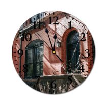 yanfind Fashion PVC Wall Clock Accommodation Aged Arched Architecture Area Brick Wall Building City Construction Daytime District Mute Suitable Kitchen Bedroom Decorate Living Room