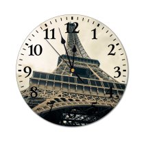 yanfind Fashion PVC Wall Clock Architecture Building City Clouds Cloudy Sky Construction Daylight Eiffel Famous France Mute Suitable Kitchen Bedroom Decorate Living Room